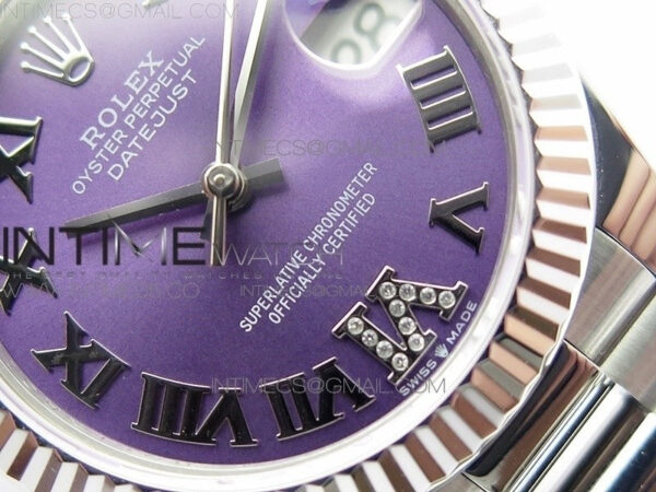 Datejust 31mm 278275 SS BP Best Edition Purple Roman Markers Dial(@6 Crystal Makrer) on SS President Bracelet – Bild 5