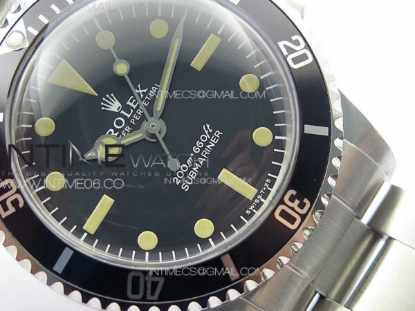 Vintage Submariner 5513 No Date SS B12 Best Edition Black Dial on SS Bracelet A2836 (Style5) – Bild 4