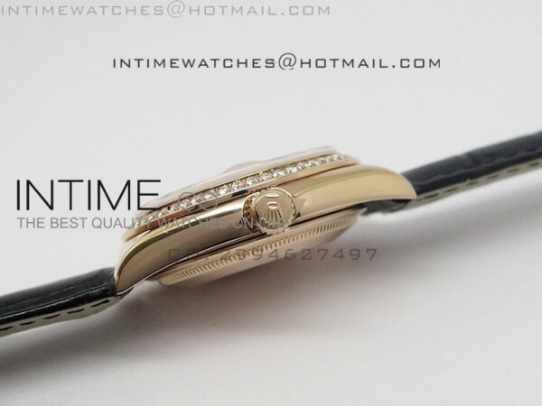 DayDate RG 36mm Black MOP Dial Diamond Bezel On Leather Strap – Bild 4