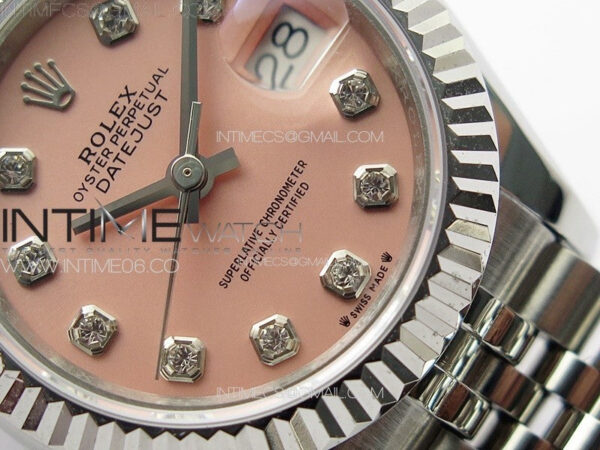 Datejust 28mm 279179 SS APSF Best Edition Pink Dial Crystals Markers on SS Jubilee Bracelet NH05 – Bild 5