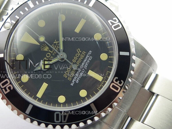 Vintage Submariner 5513 No Date SS B12 Best Edition Black Dial on SS Bracelet A2836 (Style1) – Bild 4