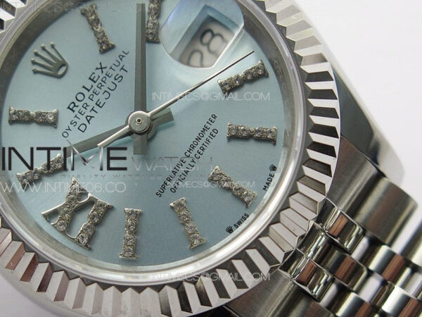 Datejust 28mm 279179 SS APSF Best Edition Ice Blue Dial Sticks Crystals Markers on SS Jubilee Bracelet NH05 – Bild 5