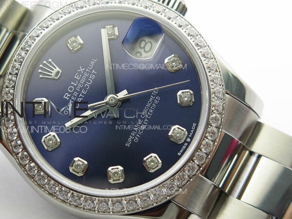 DateJust 31mm 178271 SS Crystal Bezel APSF Best Edition Blue Dial Crystal Markers on Oyster Bracelet A2824 – Bild 5
