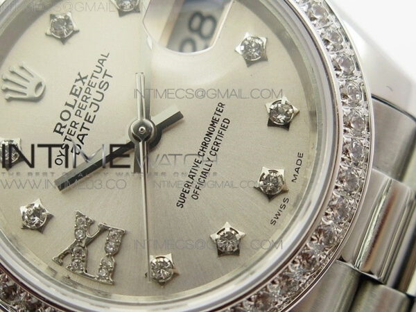 DateJust 28mm SS Diamond Bezel BP Best Edition Silver Dial on SS Bracelet ETA2671 – Bild 5