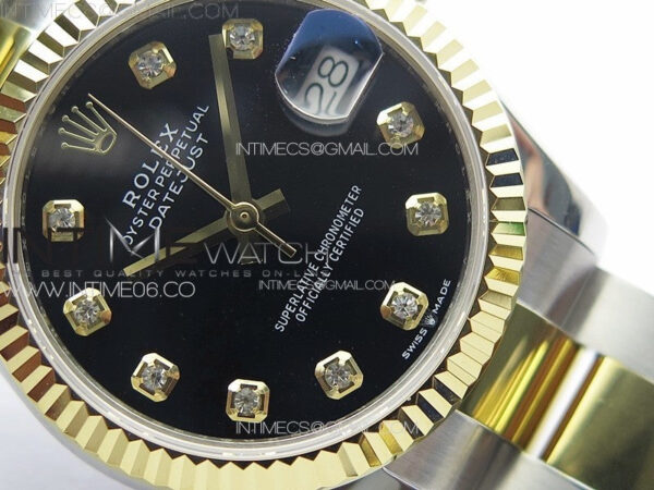 DateJust 31mm 178271 SS/YG APSF Best Edition Black Dial Crystal Markers on Oyster Bracelet A2824 – Bild 5