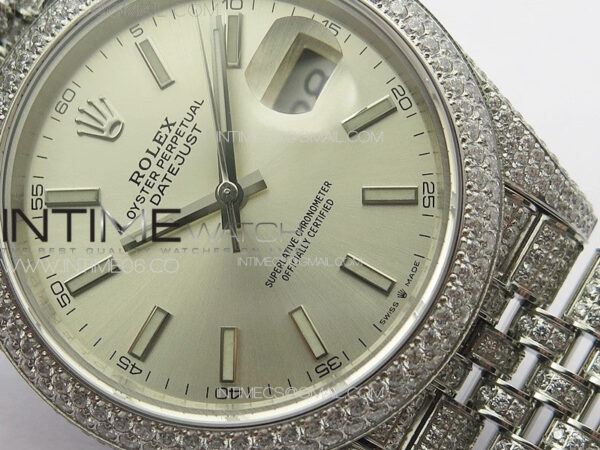 DateJust 41 126334 Full Paved Diamonds BP Best Edition Silevr Dial Sticks Markers on Jubilee Bracelet A2824 – Bild 5