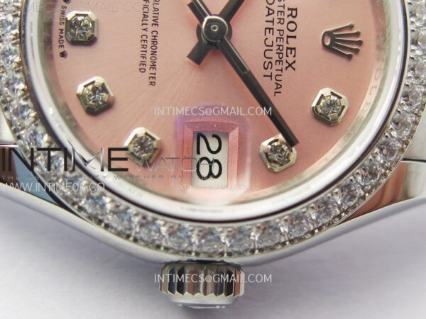 Datejust 28mm 279179 SS/Crystals Bezel APSF Best Edition Pink Dial Crystals Markers on SS Jubilee Bracelet NH05 – Bild 5