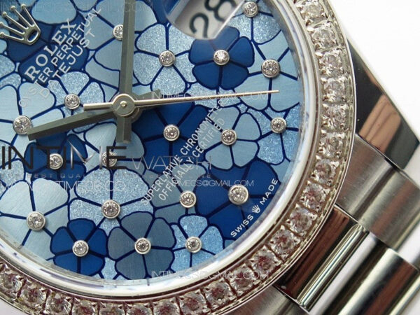 DateJust 31mm 278274 904L SS/Crystals Bezel GMF Best Edition Blue Flowers Crystals Dial on 904L President Bracelet A2824 – Bild 5