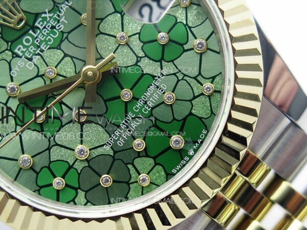 DateJust 31mm 278274 904L SS/YG GMF Best Edition Green Flowers Crystals Dial on 904L SS/YG Jubilee Bracelet A2824 – Bild 5