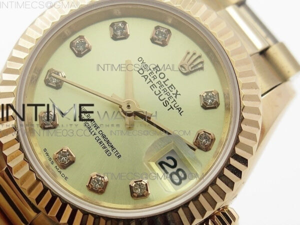 DateJust 28mm RG Diamond Bezel BP Best Edition White Rose gold Dial on RG Bracelet ETA2671 – Bild 6