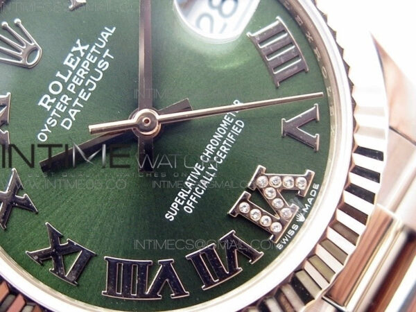 Datejust 31mm 278275 RG BP Best Edition Green Roman Markers Dial @6 Dia on RG President Bracelet – Bild 5
