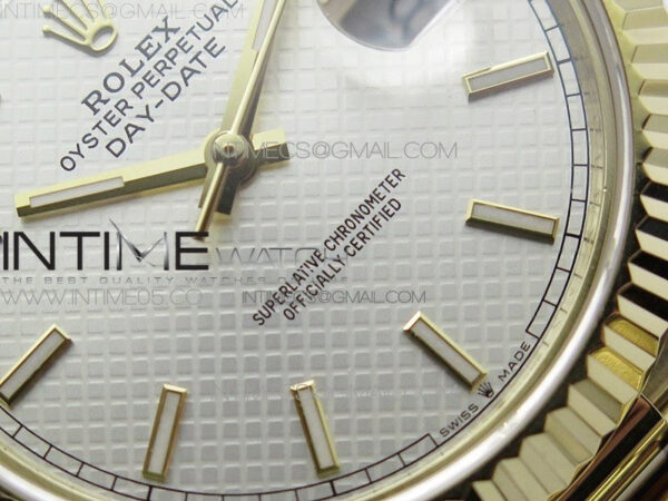 Day-Date 40mm 228239 BP New Dial Version 904 YG  Ice Blue Sticks Markers Dial on YG President Bracelet A2836 – Bild 5