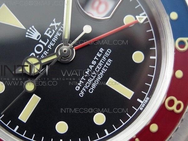 Vintage GMT Master 6542 Blue/Red Bezel B12 Black Dial on SS Bracelet A2836 – Bild 5