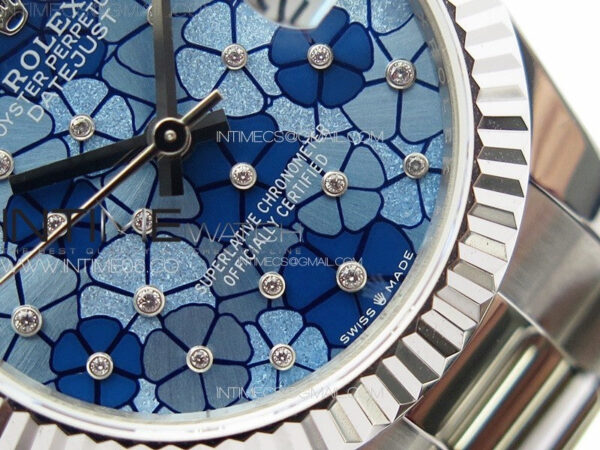 DateJust 31mm 278274 904L SS GMF Best Edition Blue Flowers Crystals Dial on 904L Oyster Bracelet A2824 – Bild 5