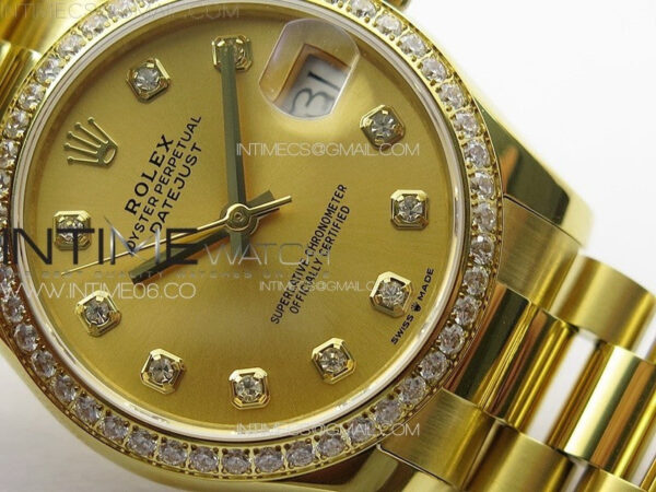 DateJust 31mm 178271 YG APSF Best Edition YG Dial Crystal Markers on President Bracelet A2824 – Bild 4