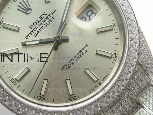 DateJust 41 126334 904 Full Paved Diamonds BP Best Edition Silver Dial Sticks Markers on Oyster Bracelet A2824 – Bild 5
