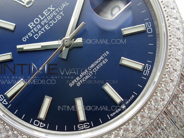 DateJust 41 126334 904 Full Paved Diamonds BP Best Edition Blue Dial Sticks Markers on Oyster Bracelet A2824 – Bild 5