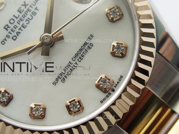 DateJust 31mm 72610 SS/RG APSF Best Edition White MOP Dial Crystals Markers on Oyster Bracelet A2824 – Bild 5