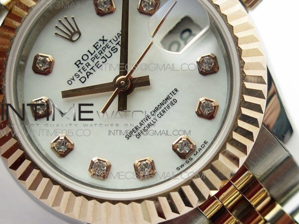 Datejust 28mm 279173 SS/RG BP Best Edition White MOP Crystal Markers Dial on SS/RG Jubilee Bracelet ETA2671 – Bild 5