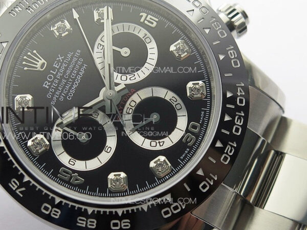 Daytona 116500LN APSF Black Dial Crystals Markers On SS BraceletSlim A7750 – Bild 5