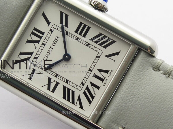Tank Louis Ladies 25mm SS 8848F 1:1 Best Edition White Dial on GrayLeather Strap Ronda Quartz – Bild 5
