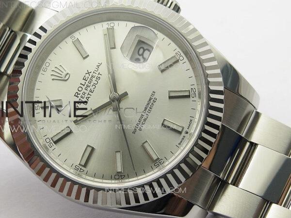 DateJust 41 126334 NTF 1:1 Best Edition 904L Steel Silver Stick Dial on Oyster Bracelet VR3235 – Bild 5