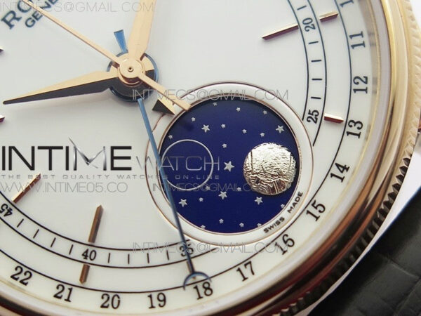 Cellini 50535 Moonphase RG GMF Best Edition White Dial on Brown Leather Strap A3195 – Bild 5