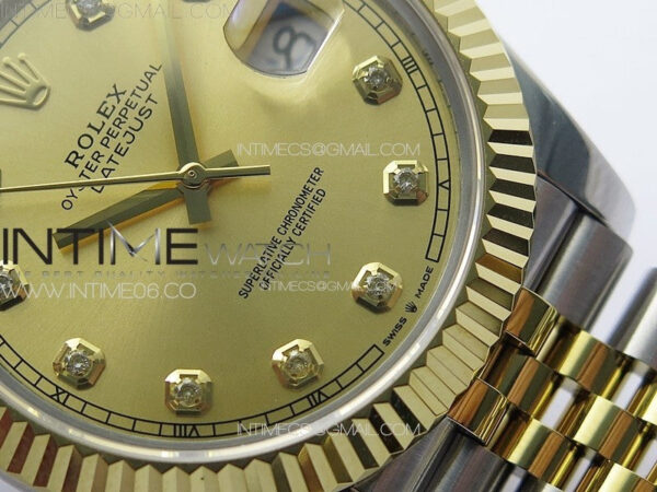 DateJust 41MM 126334 SS/YG APSF 1:1 Best Edition Gold Dial Crystal Markers on SS Jubilee Bracelet SA3235 – Bild 5