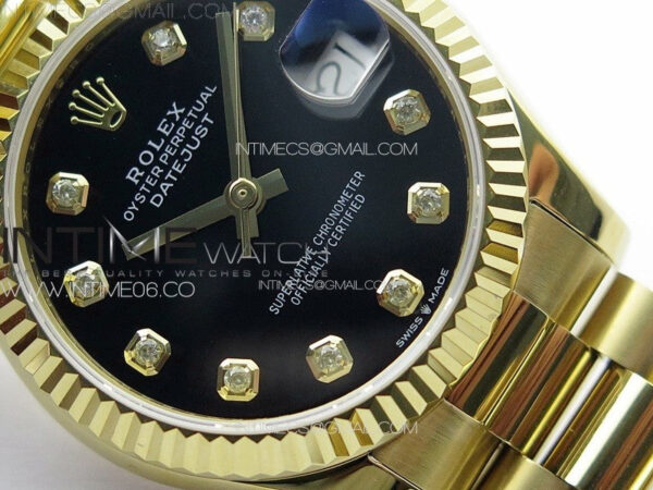 DateJust 31mm 178271 YG APSF Best Edition Black Dial Crystal Markers on President Bracelet A2824 – Bild 5