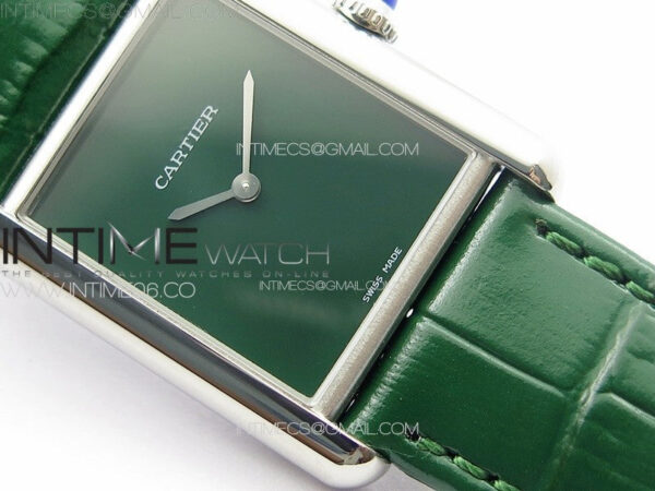 Tank Louis Ladies 25mm SS 8848F 1:1 Best Edition Green Dial on Green Leather Strap Ronda Quartz – Bild 5