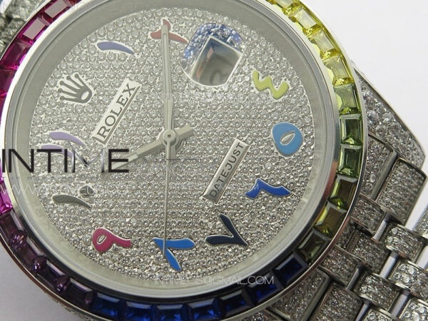 DateJust 41 126300 Full Paved Diamonds Rainbow 904 GSF Best Edition Diamonds Dial Arabic Markers on Jubilee Bracelet VR3235 – Bild 5