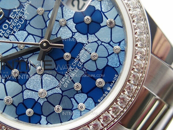 DateJust 31mm 278274 904L SS/Crystals Bezel GMF Best Edition Blue Flowers Crystals Dial on 904L Oyster Bracelet A2824 – Bild 5