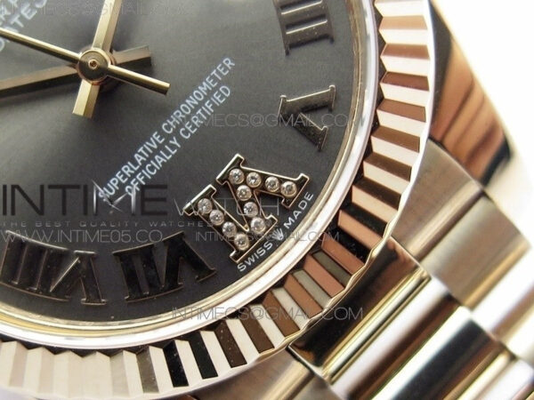 Datejust 31mm 278275 RG BP Best Edition Gray Roman Markers Dial @6 Dia on RG President Bracelet – Bild 5