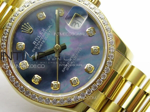 DateJust 31mm 178271 YG APSF Best Edition Blue MOP Dial Crystal Markers on President Bracelet A2824 – Bild 5