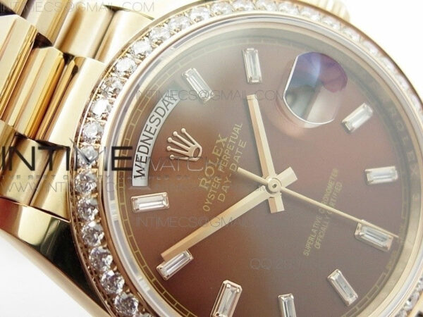 Day-Date 40 RG BP 1:1 Best 228239 Brown Diamond Sticks Dial Bezel on SS Bracelet – Bild 5