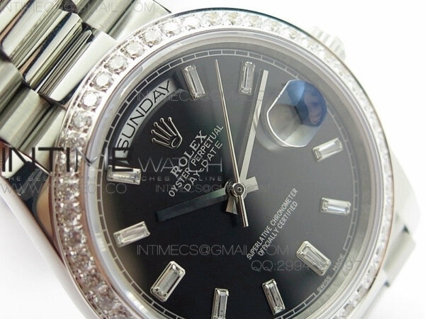 Day-Date 40 SS BP 1:1 Best 228239 Diamond Bezel Black Dial on SS Bracelet – Bild 5