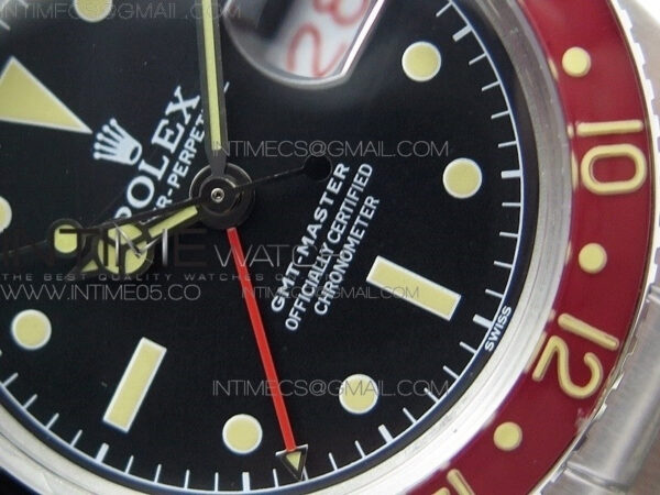 Vintage GMT Master 6542 Black/Red Bezel B12 Black Dial Style02 on SS Bracelet A2836 – Bild 5