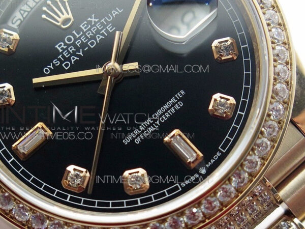 Day-Date 36 128235 RG/Crystal BP Best Edition Black Crystal Marker Dial on RG President Bracelet A2836 – Bild 5