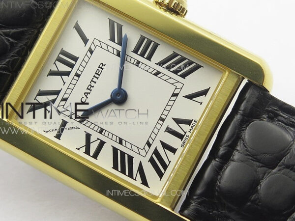 Tank Solo Ladies 25mm YG K11F 1:1 Best Edition White Dial on Black Leather Strap Ronda Quartz – Bild 5