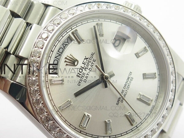 Day-Date 40 SS BP 1:1 Best 228239 Diamond Bezel Gray Dial on SS Bracelet – Bild 4