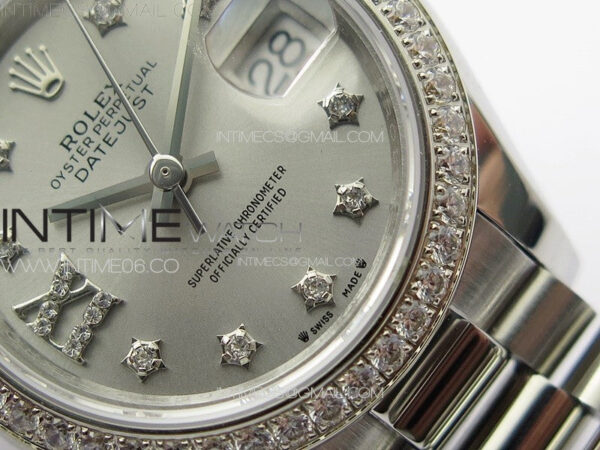 Datejust 28mm 279179 SS/Crystals APSF Best Edition Silver Dial Stars Crystals Markers on SS President Bracelet NH05 – Bild 5