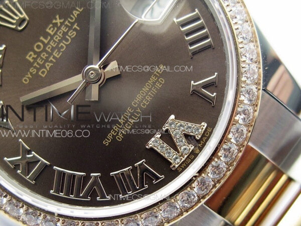 DateJust 31mm 72610 SS/Crystals Bezel APSF Best Edition Green Dial Roman Markers on Oyster Bracelet A2824 – Bild 5