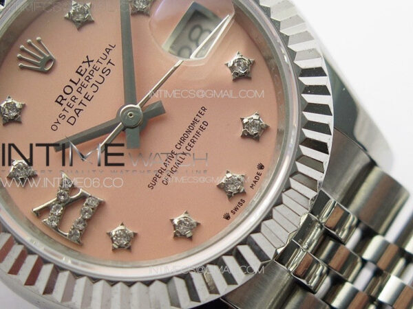 Datejust 28mm 279179 SS APSF Best Edition Pink Dial Stars Crystals Markers on SS Jubilee Bracelet NH05 – Bild 5