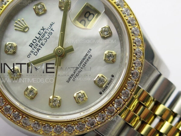Datejust 28mm 279179 SS/YG APSF Best Edition White MOP Dial Crystals Markers on SS/YG Jubilee Bracelet NH05 – Bild 4