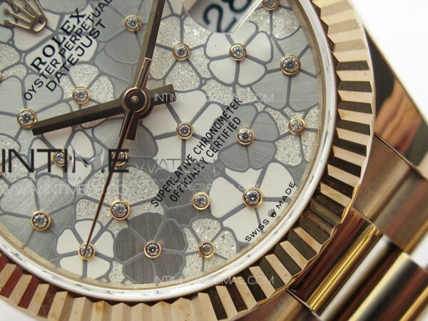 DateJust 31mm 278274 RG GMF Best Edition Silver Flowers Crystals Dial on RG President Bracelet A2824 – Bild 5