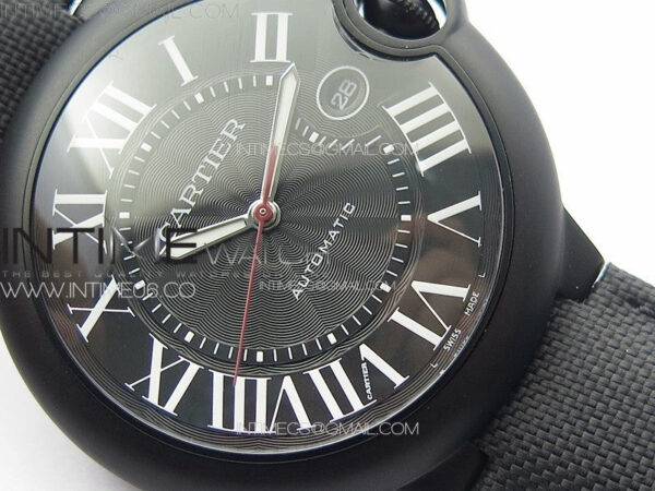 Ballon Bleu 42mm DLC K3F 1:1 Best Edition Black Texture Dial on Black Leather Strap A2824 – Bild 5