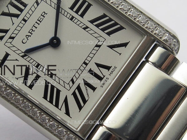 Tank Louis Ladies 25mm SS/Dia Bezel 8848F 1:1 Best Edition White Dial on SS Bracelet Ronda Quartz(Free leather strap) – Bild 5