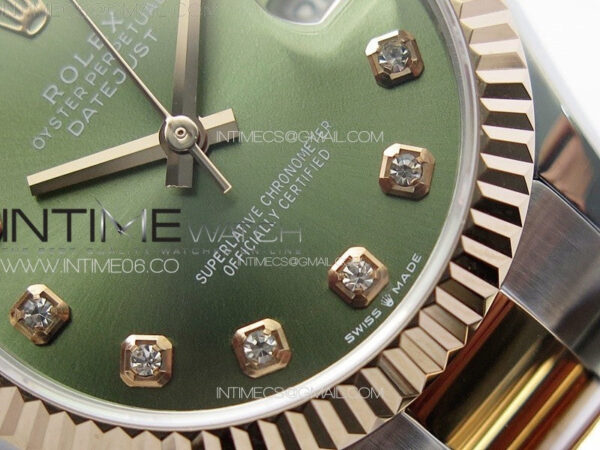 DateJust 31mm 72610 SS/RG APSF Best Edition Green Dial Crystals Markers on Oyster Bracelet A2824 – Bild 5