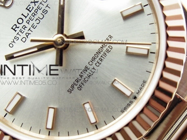 Datejust 31mm 278275 RG BP Best Edition Silver Sticks Markers Dial on RG President Bracelet – Bild 4