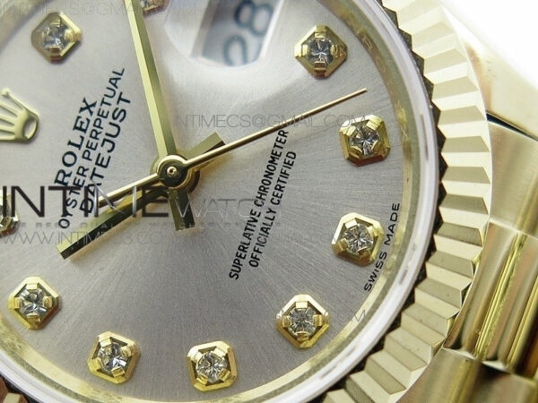 DateJust 28mm YG Diamond Bezel BP Best Edition White Silver Dial on YG Bracelet ETA2671 – Bild 5